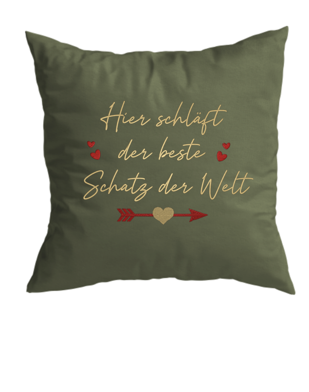 Geschenk Valentinstag Kissen bestickt