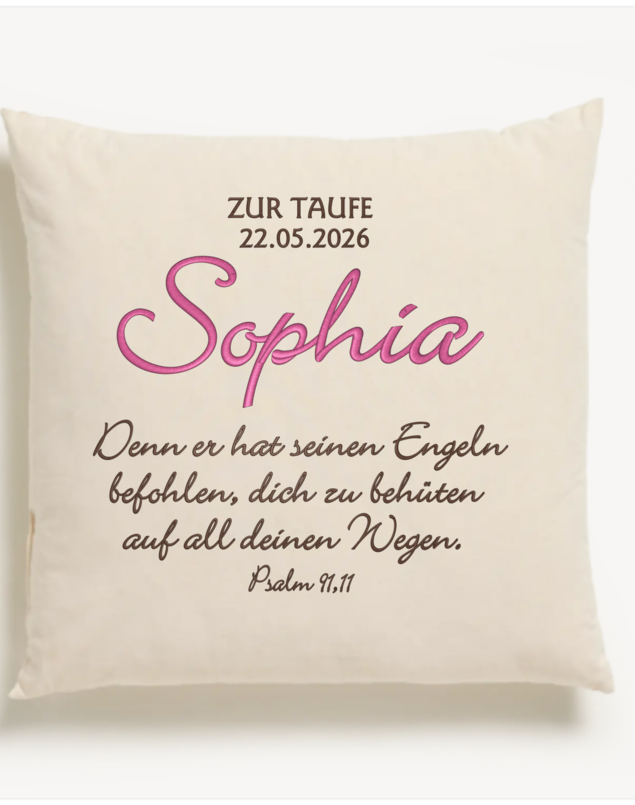 Kissen mit Taufspruch